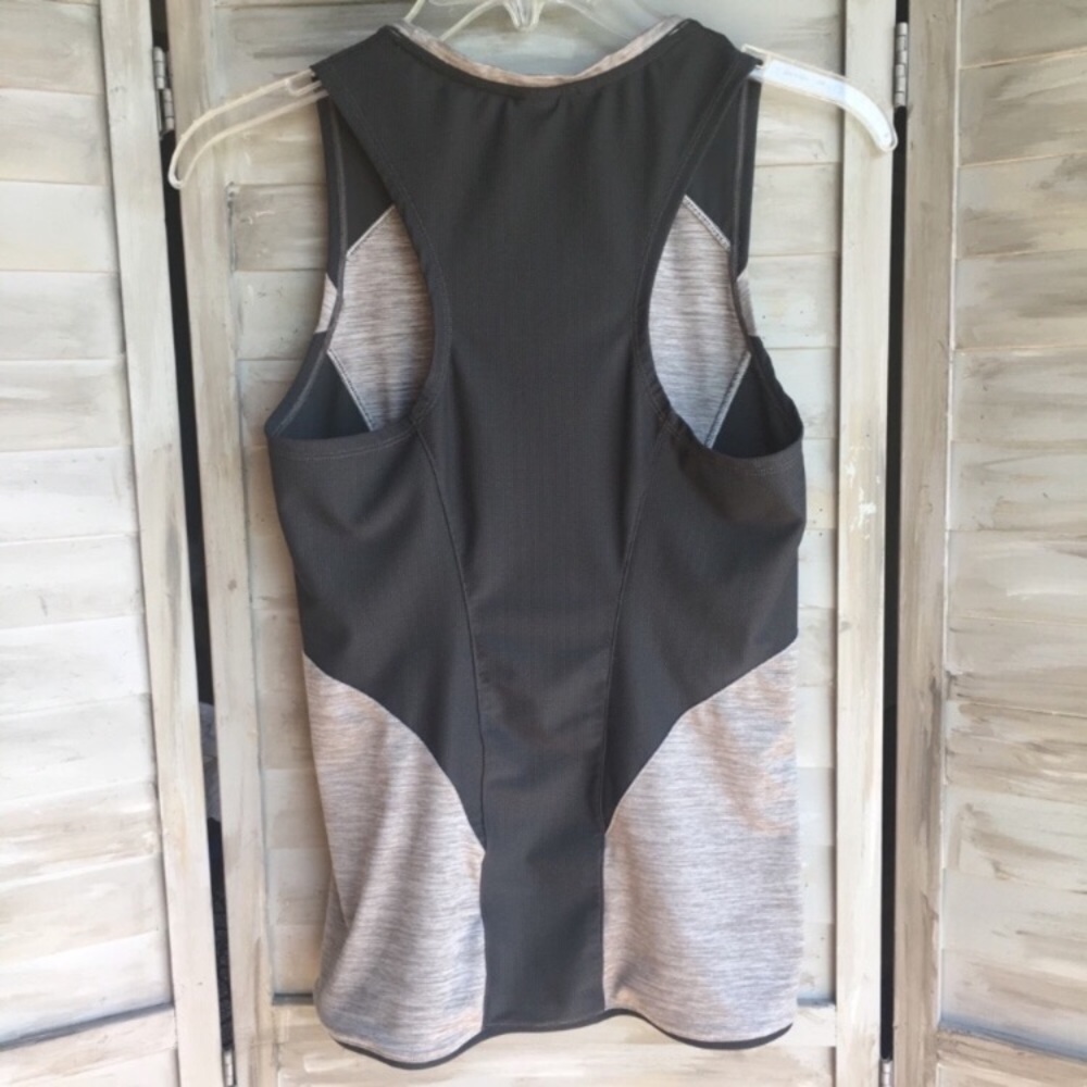 Second Skin Tank Top Gray Colorblock Racerback Mesh Small - Picture 5 of 8